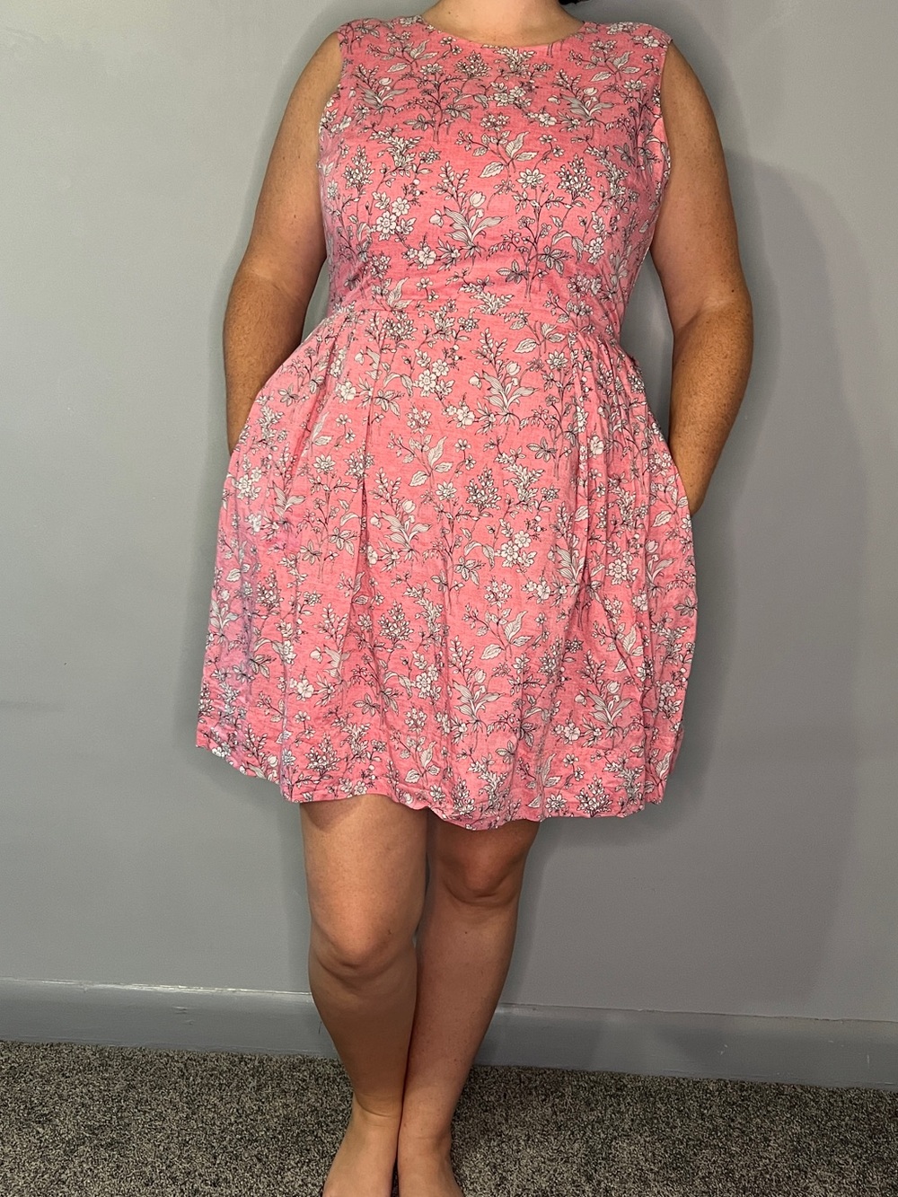 GAP Pink Floral Sleeveless Fit-and-Flare Mini Dress - Picture 5 of 6